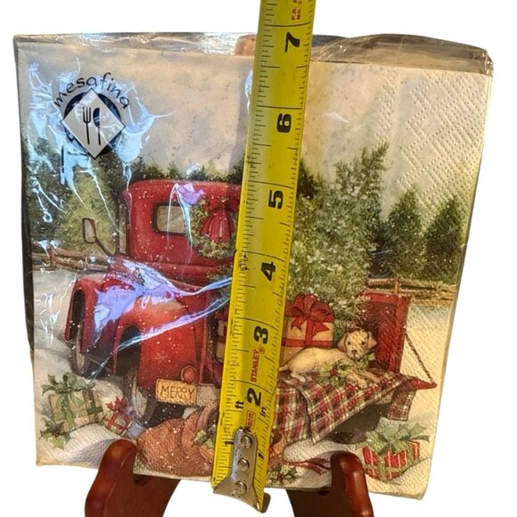 Mesafina Christmas Holidays Dog Old Truck 3 Ply Paper Napkin 40 Ct Germany Made - Picture 5 of 8